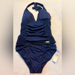 New DKNY Navy Blue Halter Tankini. Size Medium.